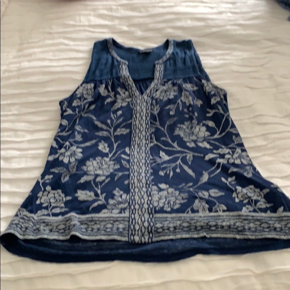 Lucky Brand Blue Floral Tank Top